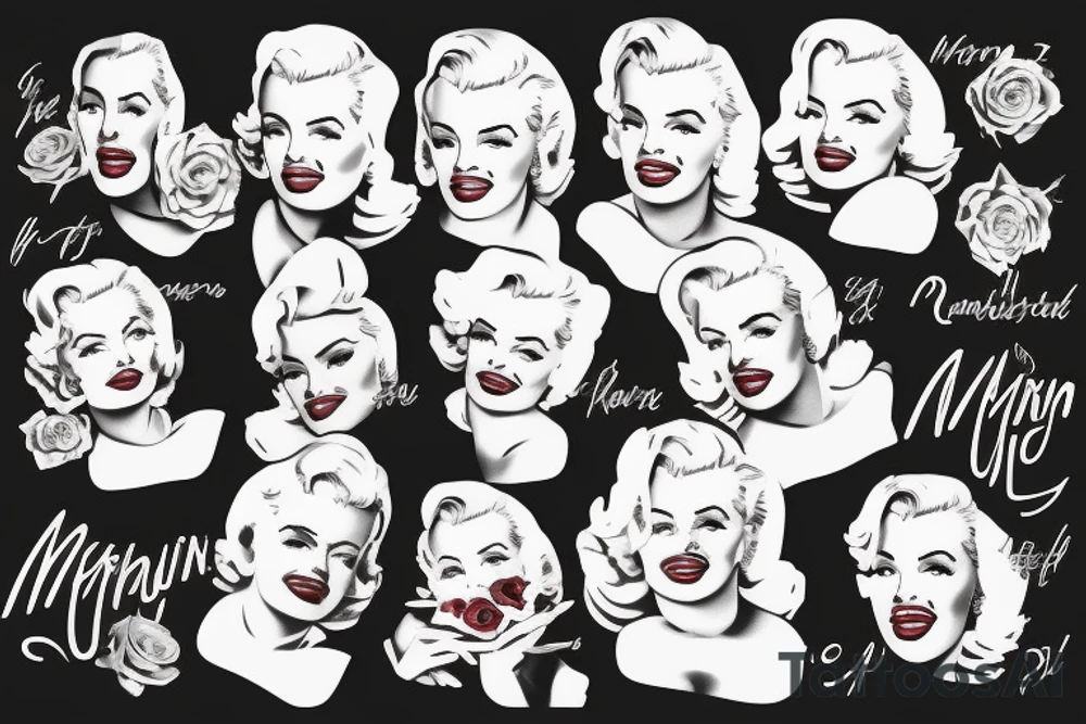 marilyn monroe roses tattoo idea