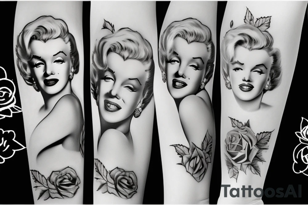 marilyn monroe roses tattoo idea