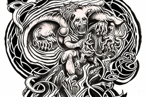 Dante's inferno inspired tattoo, including all inferno circles and creatures (Cerberus, Minos) tattoo idea