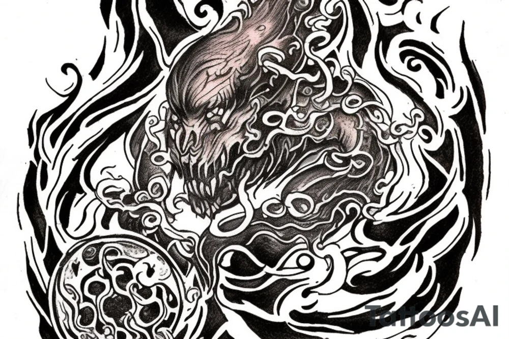 Dante's inferno inspired tattoo, including all inferno circles and creatures (Cerberus, Minos) tattoo idea