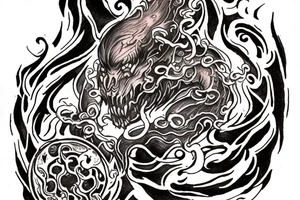 Dante's inferno inspired tattoo, including all inferno circles and creatures (Cerberus, Minos) tattoo idea