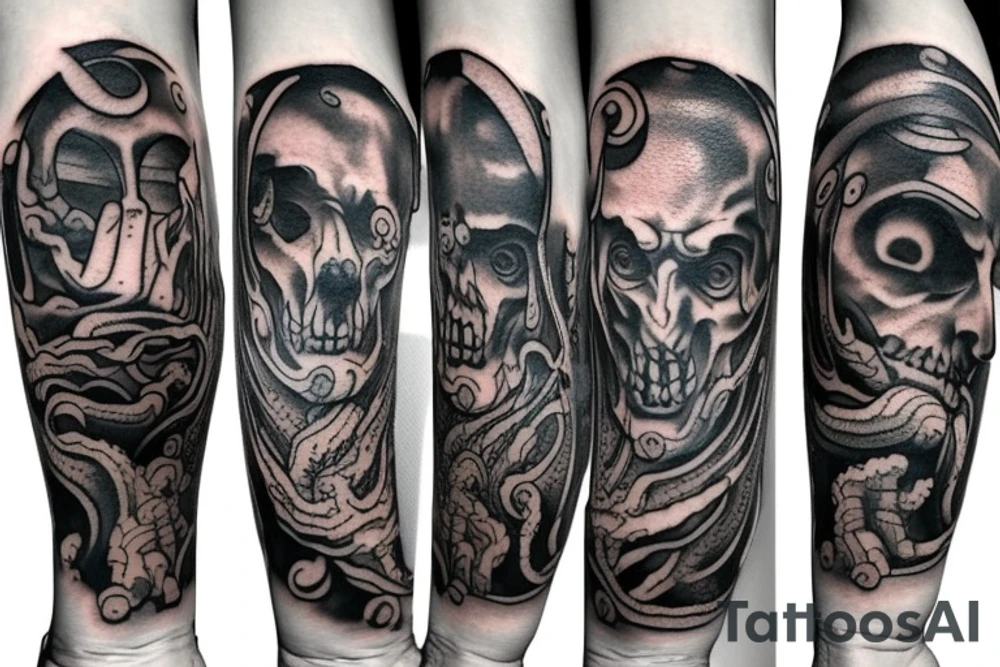 divine comedy inspired arm tattoo, including all inferno circles and creatures (Cerberus, Minos, leopard, lion) tattoo idea