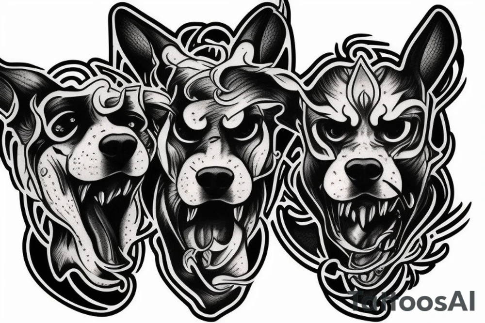 three head dog Cerberus tattoo idea