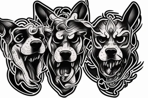 three head dog Cerberus tattoo idea
