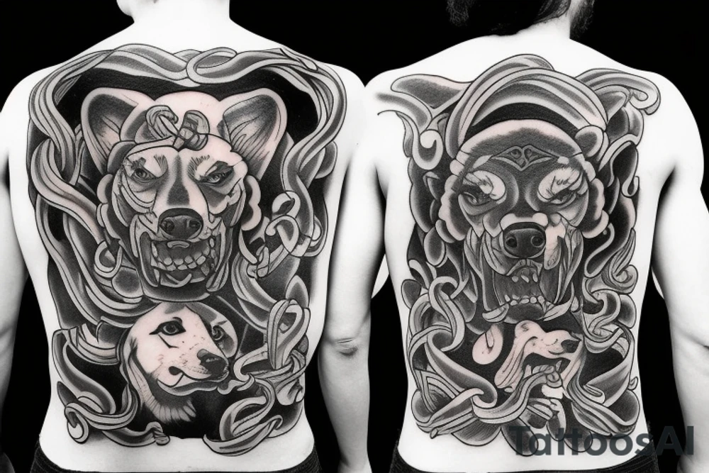 three head dog Cerberus tattoo idea