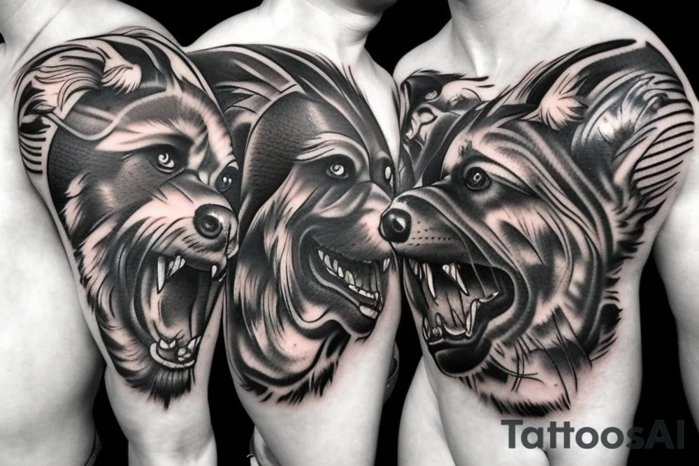 three head dog Cerberus tattoo idea