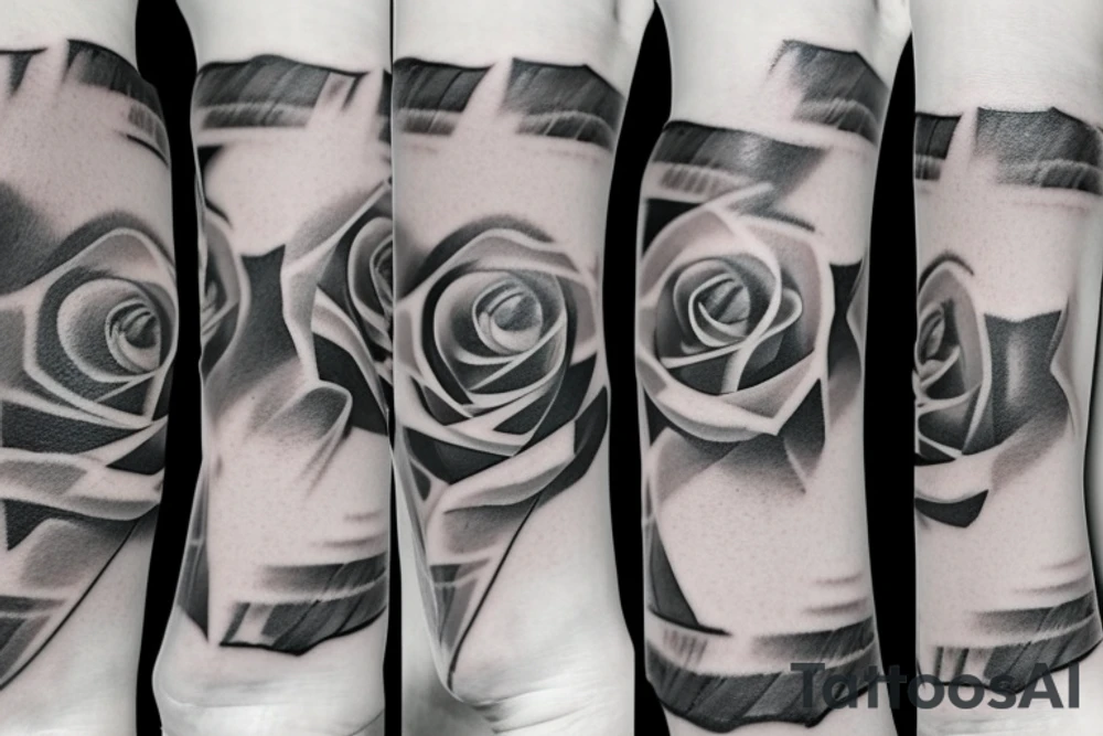 smoking rose on fire tattoo idea