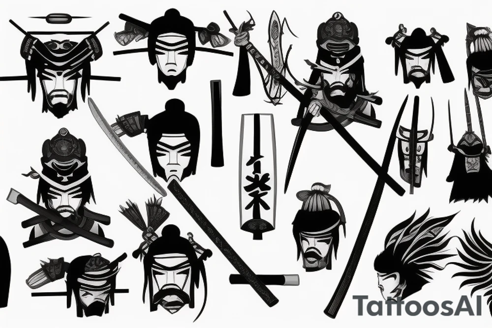 katana samurai-style tattoo idea