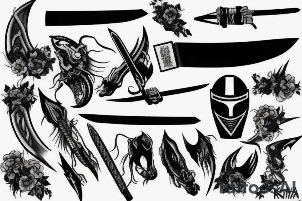 katana blade black tattoo idea