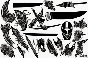 katana blade black tattoo idea