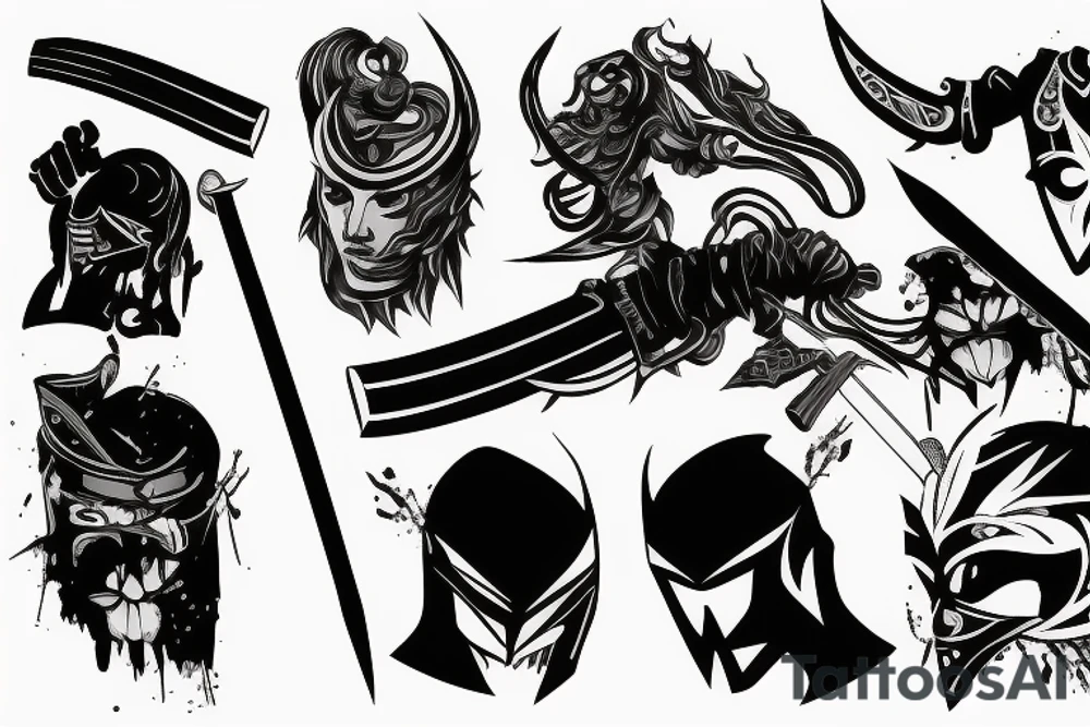 katana blade black tattoo idea