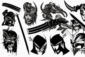 katana blade black tattoo idea