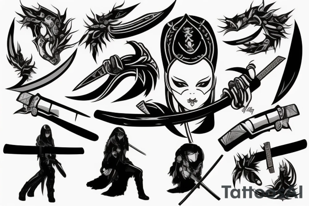 katana blade black tattoo idea