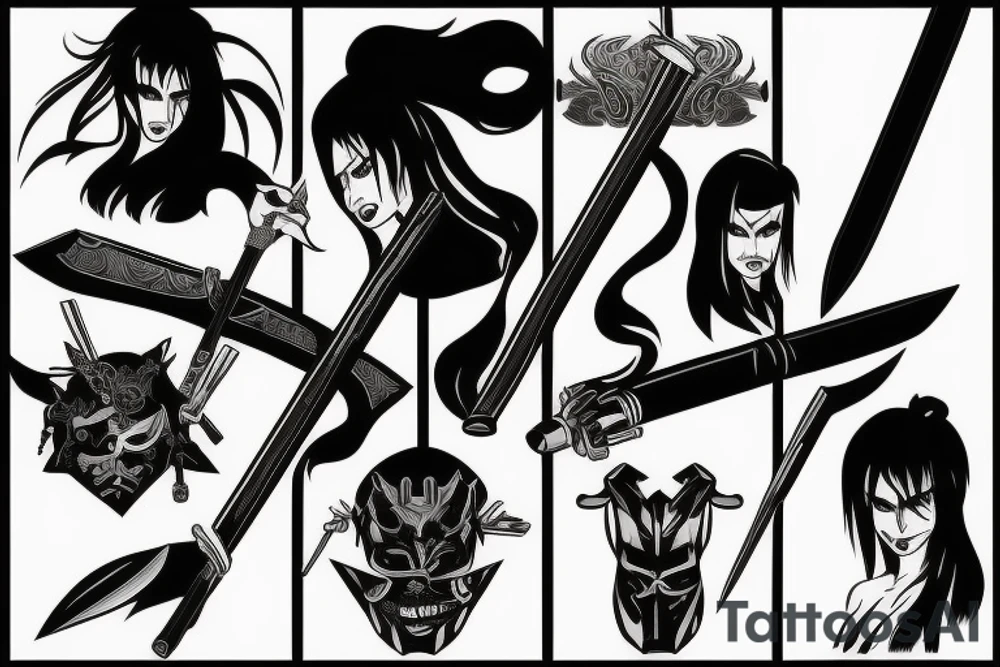 katana blade black tattoo idea
