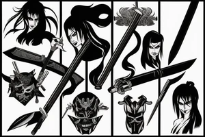 katana blade black tattoo idea