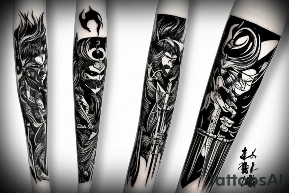katana blade  single long tattoo idea