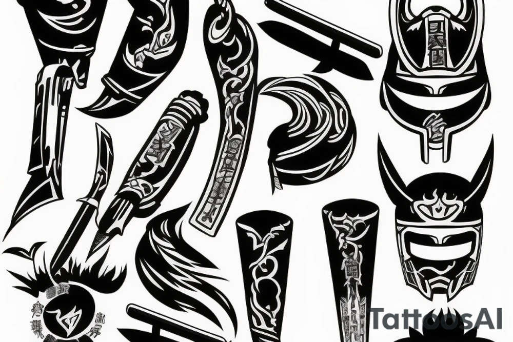 katana blade  single long tattoo idea