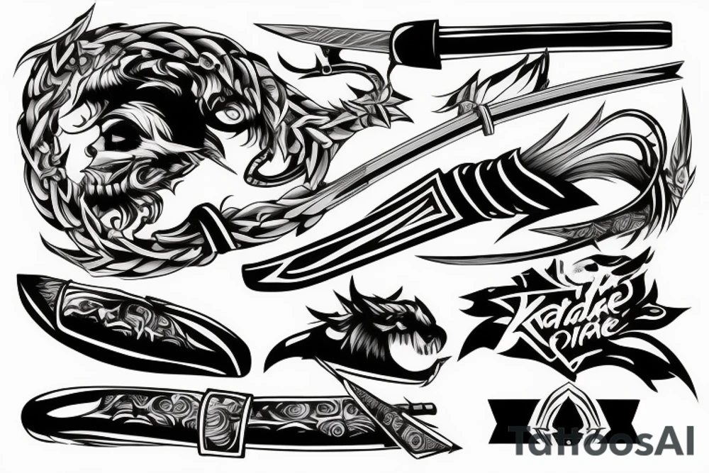 katana blade  single long tattoo idea