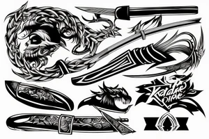 katana blade  single long tattoo idea