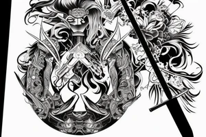 katana blade  single long tattoo idea