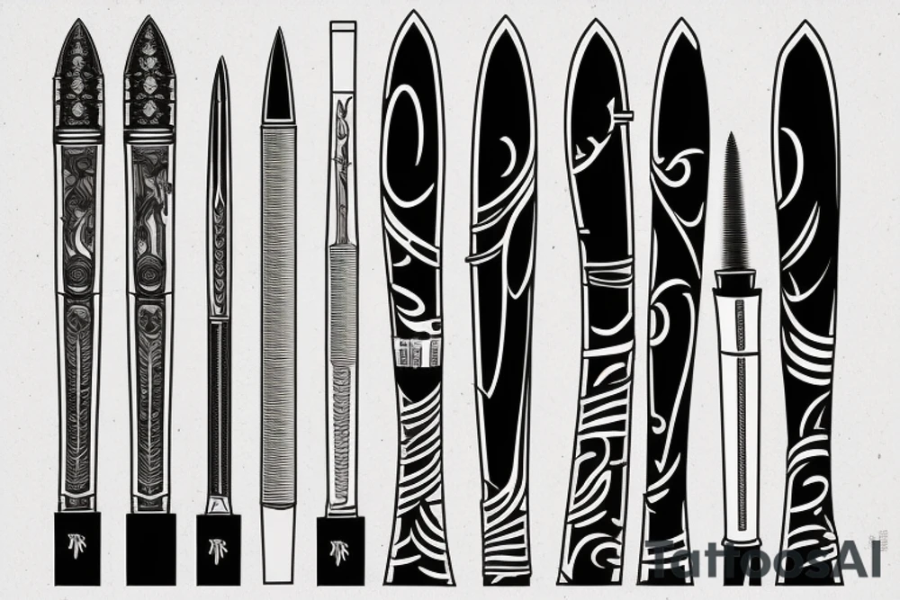 katana blade  single long tattoo idea