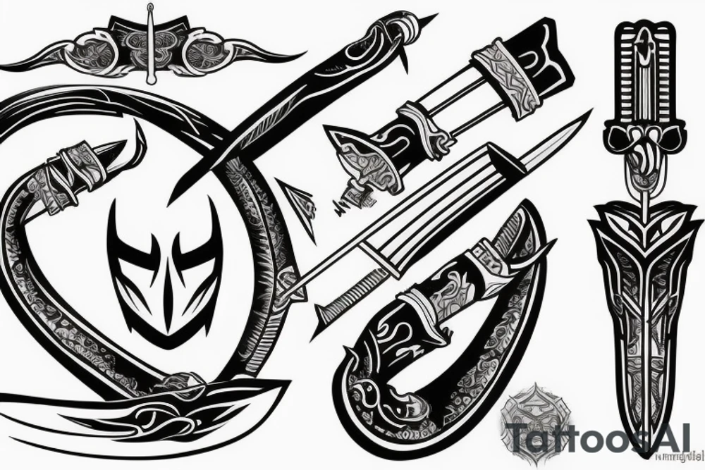 katana blade  single long tattoo idea