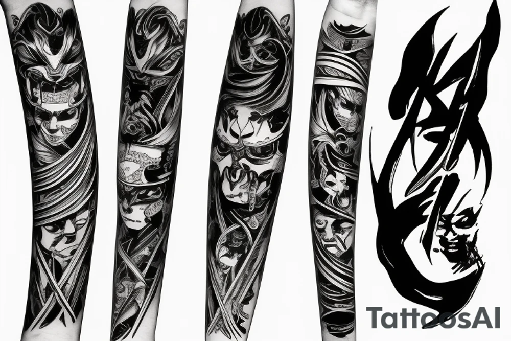 katana blade  single long tattoo idea
