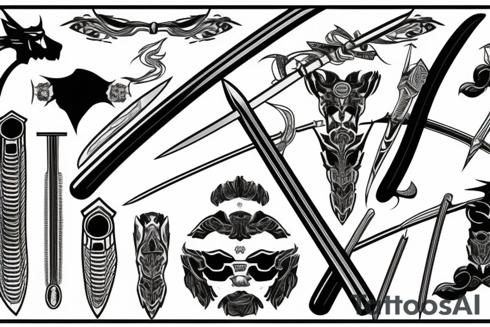 katana blade  single long tattoo idea
