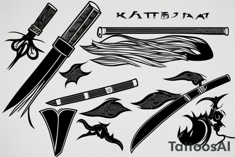 katana blade  single long tattoo idea