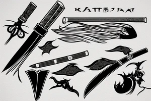 katana blade  single long tattoo idea