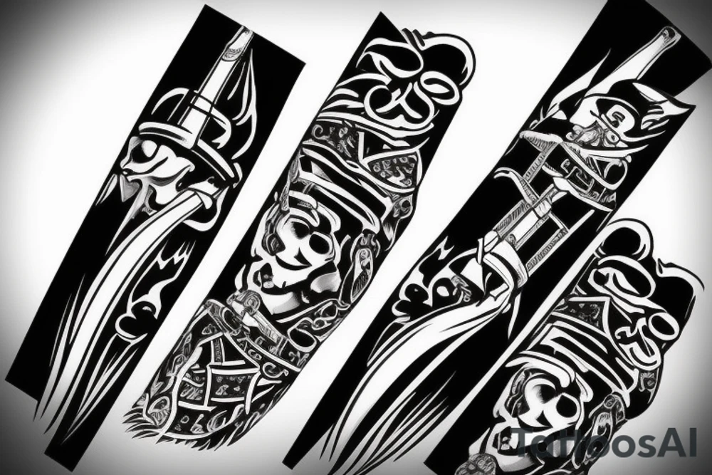 katana blade  single long tattoo idea