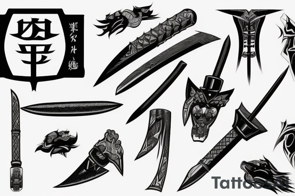 katana blade  single long tattoo idea