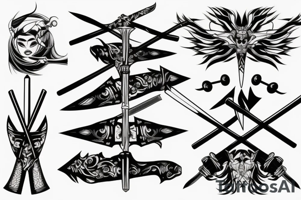 katana blade  single long tattoo idea