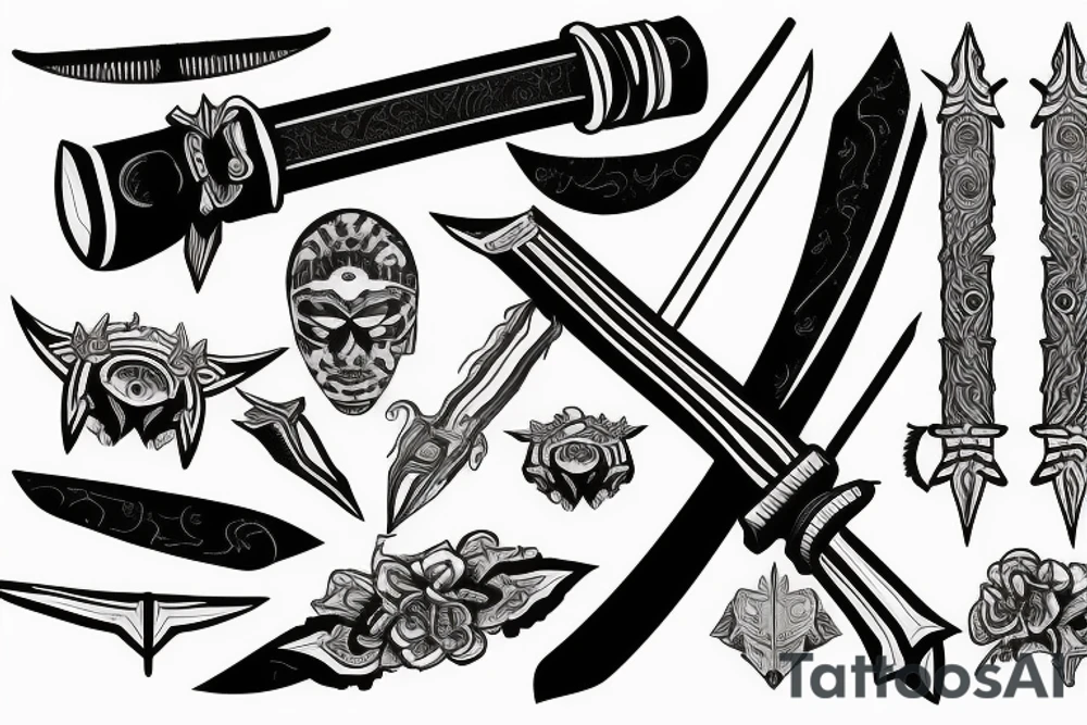 katana blade  single long tattoo idea