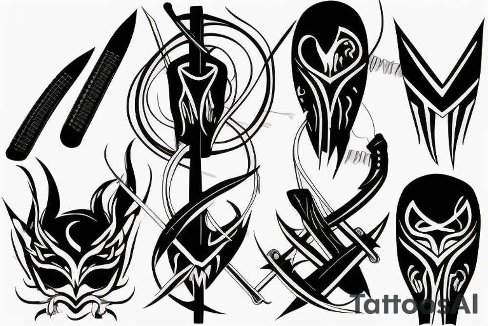 katana blade  single long tattoo idea