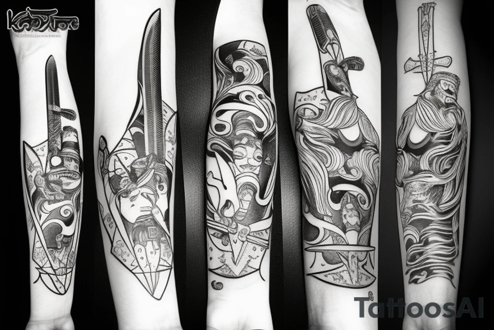 katana blade  single long tattoo idea