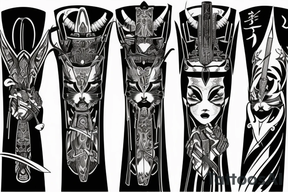 katana blade  single long tattoo idea