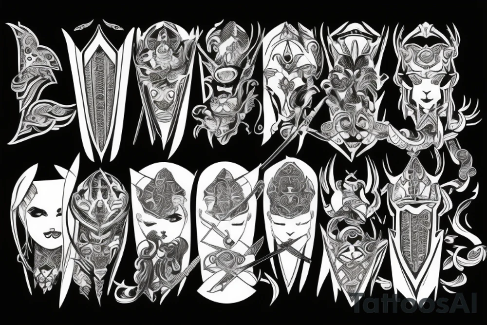 katana blade  single long tattoo idea