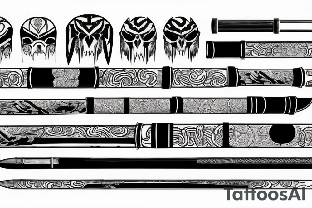 katana blade  single long tattoo idea