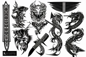 katana blade  single long tattoo idea