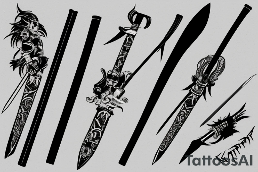 katana blade  single long tattoo idea
