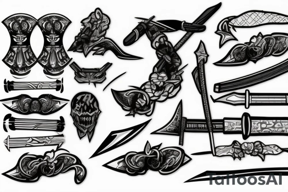 katana blade  single long tattoo idea