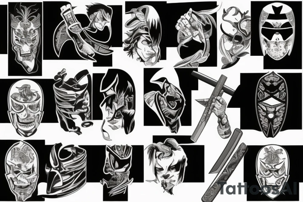 katana blade  single long tattoo idea