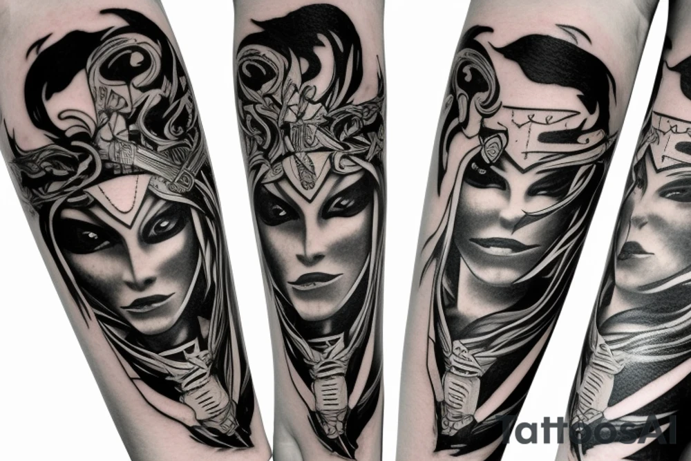 katana blade  single long tattoo idea