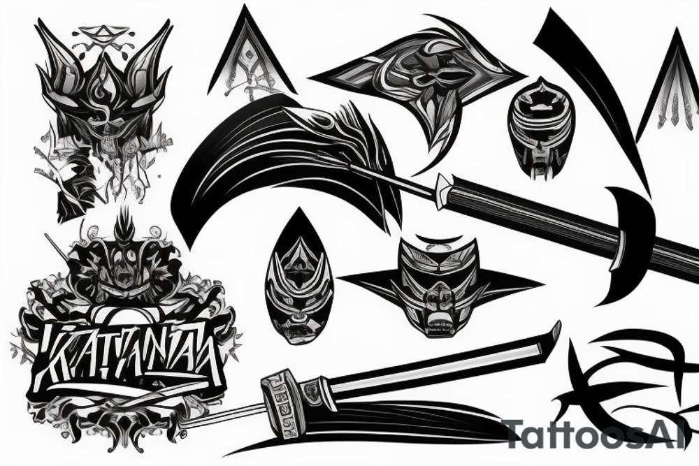 katana blade  single long tattoo idea