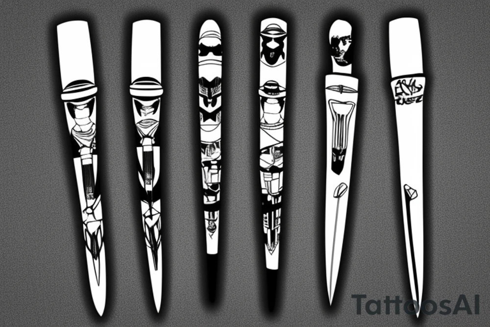 katana blade  single long tattoo idea
