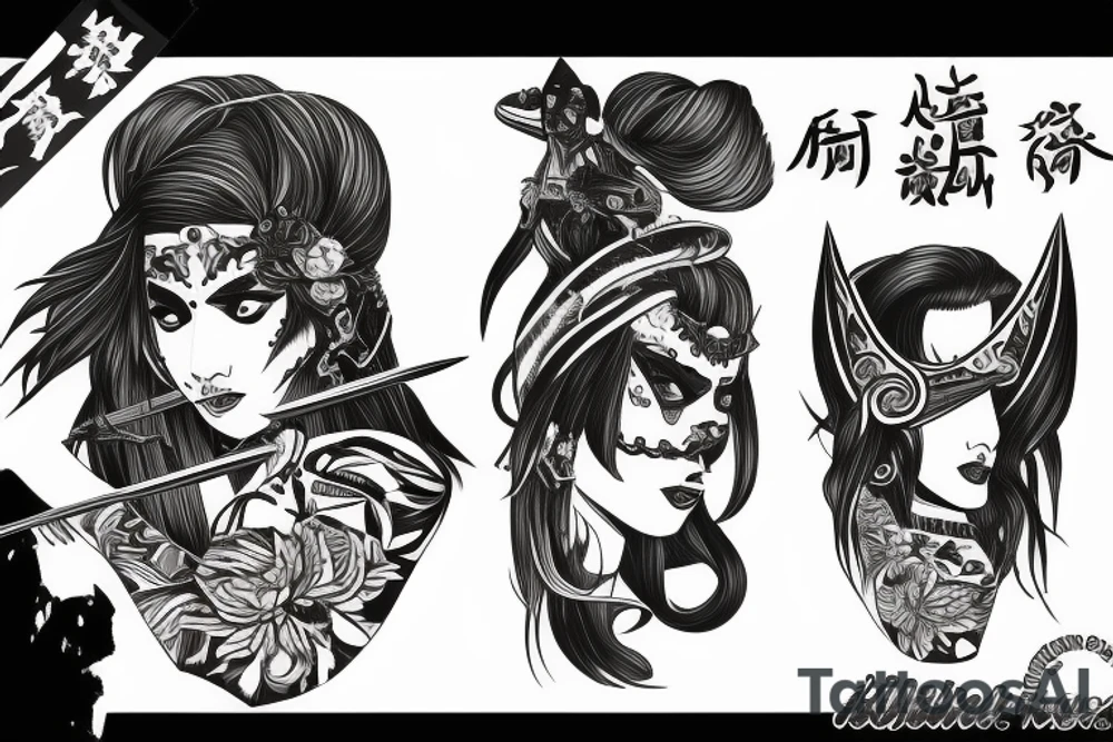 katana blade  single long tattoo idea