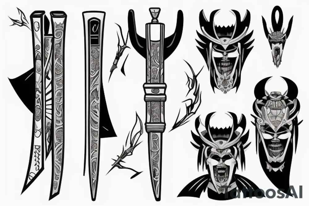 katana blade  single long tattoo idea