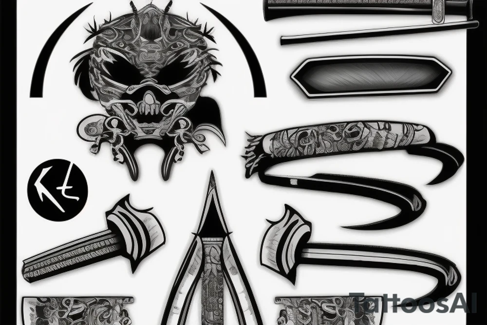 katana blade  single long tattoo idea