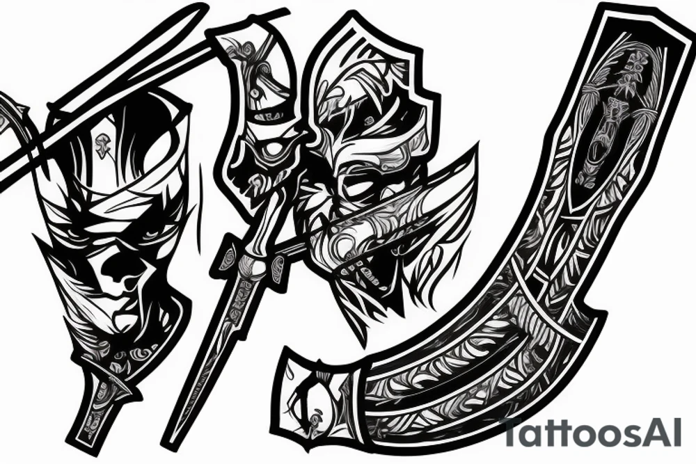 katana blade  single long tattoo idea